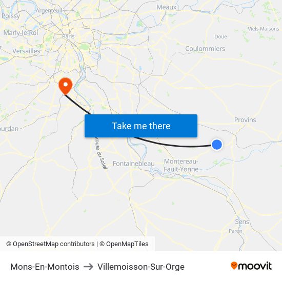 Mons-En-Montois to Villemoisson-Sur-Orge map