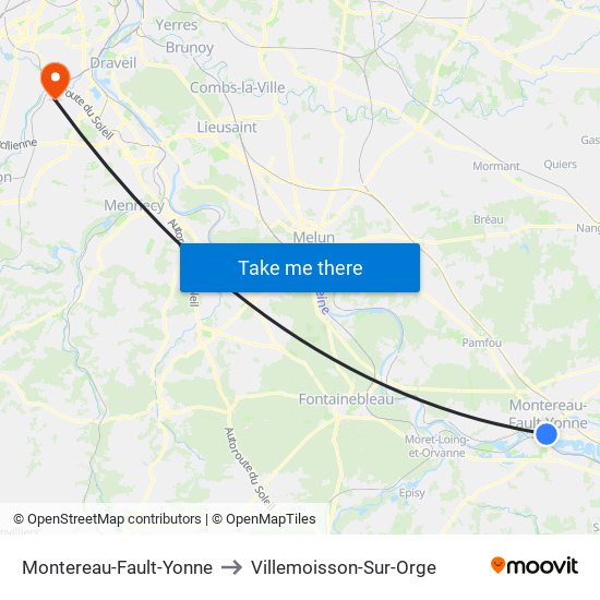 Montereau-Fault-Yonne to Villemoisson-Sur-Orge map
