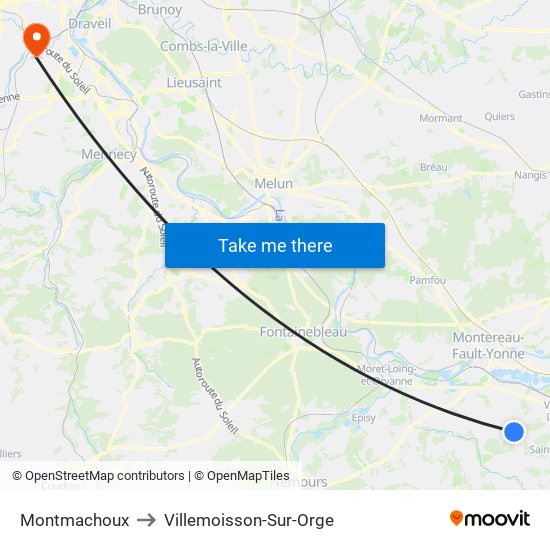 Montmachoux to Villemoisson-Sur-Orge map