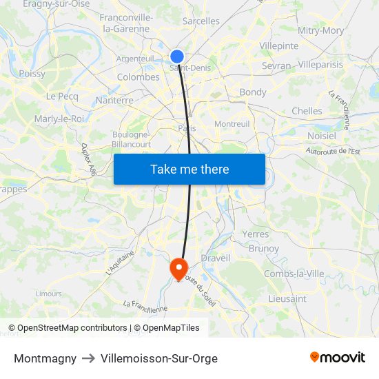 Montmagny to Villemoisson-Sur-Orge map