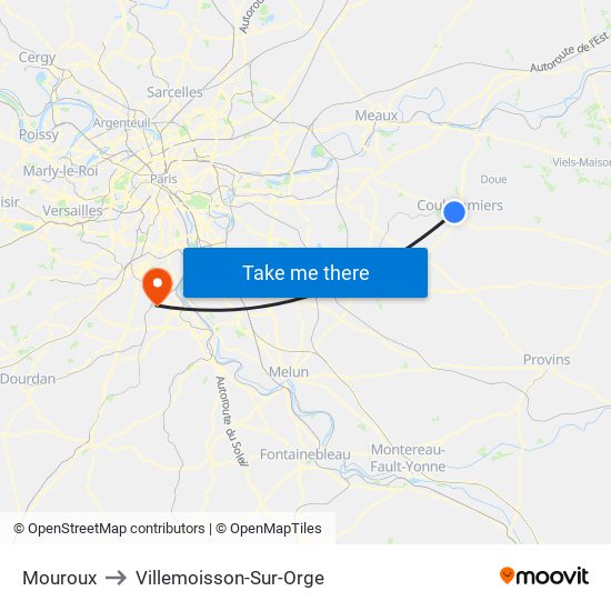 Mouroux to Villemoisson-Sur-Orge map