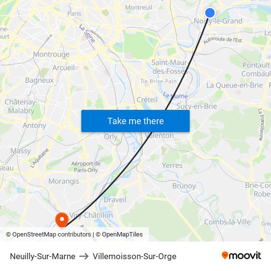 Neuilly-Sur-Marne to Villemoisson-Sur-Orge map