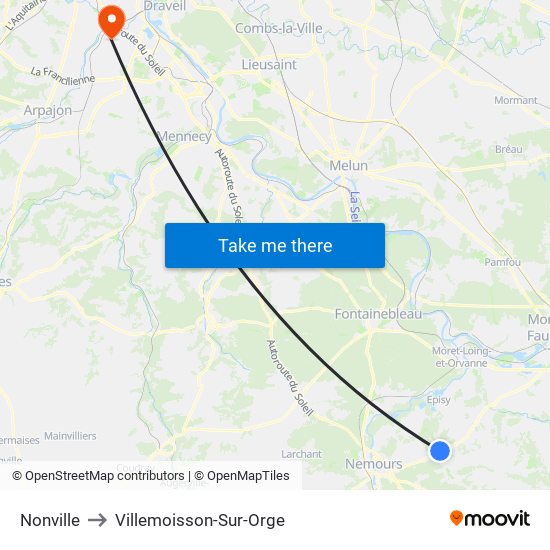 Nonville to Villemoisson-Sur-Orge map