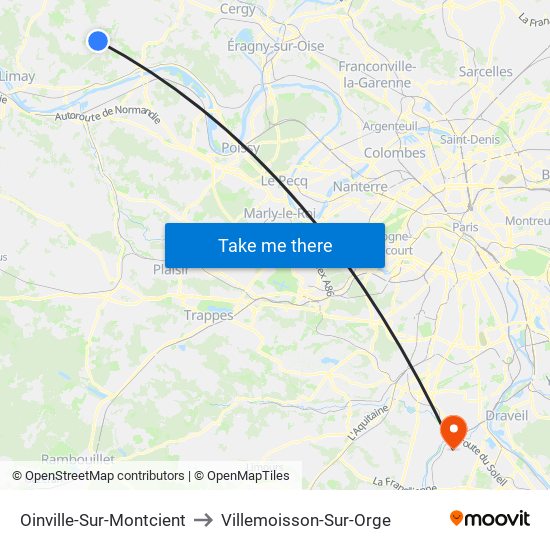 Oinville-Sur-Montcient to Villemoisson-Sur-Orge map