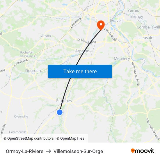 Ormoy-La-Riviere to Villemoisson-Sur-Orge map