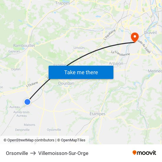 Orsonville to Villemoisson-Sur-Orge map