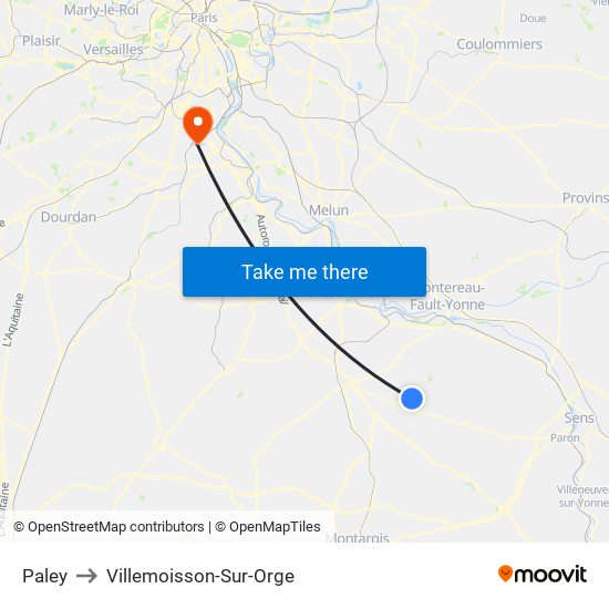 Paley to Villemoisson-Sur-Orge map