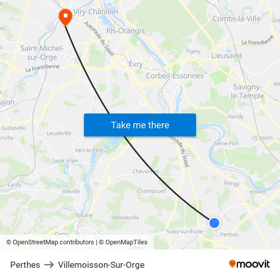 Perthes to Villemoisson-Sur-Orge map