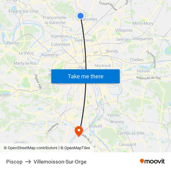 Piscop to Villemoisson-Sur-Orge map