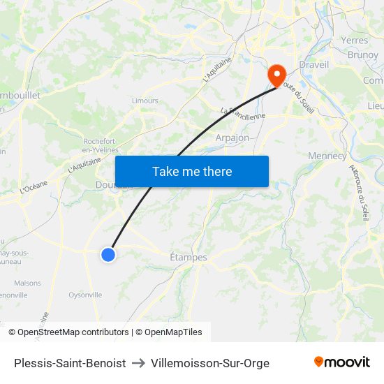 Plessis-Saint-Benoist to Villemoisson-Sur-Orge map