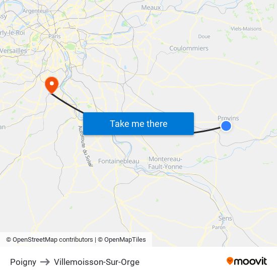 Poigny to Villemoisson-Sur-Orge map