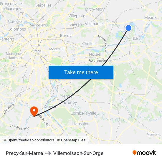 Precy-Sur-Marne to Villemoisson-Sur-Orge map