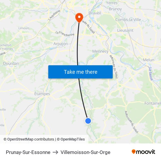 Prunay-Sur-Essonne to Villemoisson-Sur-Orge map