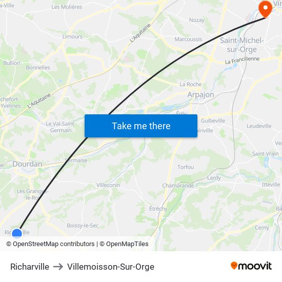 Richarville to Villemoisson-Sur-Orge map