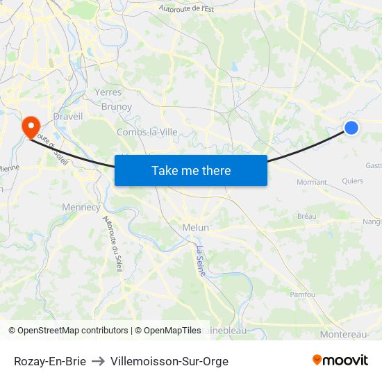 Rozay-En-Brie to Villemoisson-Sur-Orge map