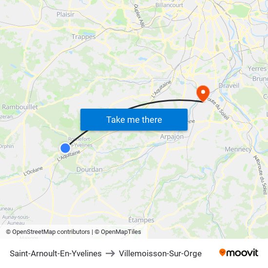 Saint-Arnoult-En-Yvelines to Villemoisson-Sur-Orge map