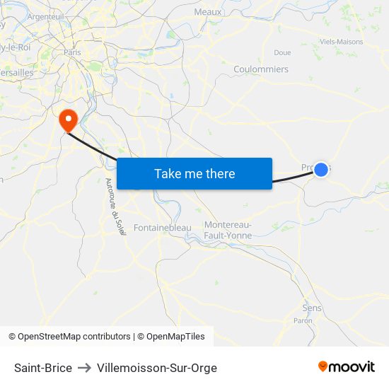 Saint-Brice to Villemoisson-Sur-Orge map