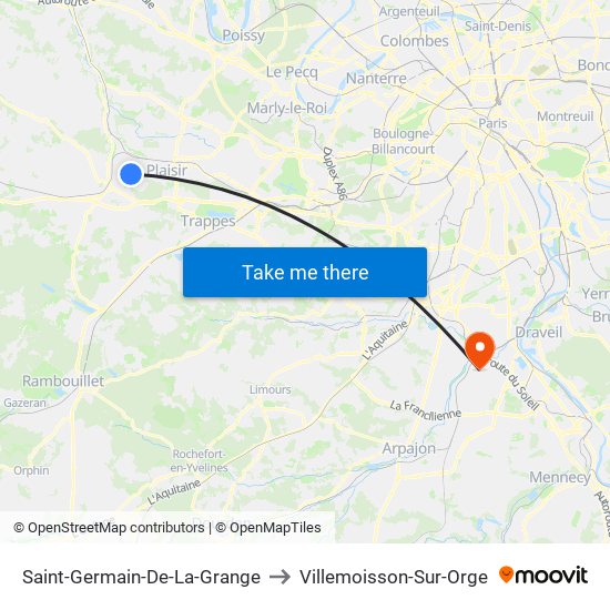 Saint-Germain-De-La-Grange to Villemoisson-Sur-Orge map