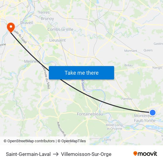 Saint-Germain-Laval to Villemoisson-Sur-Orge map