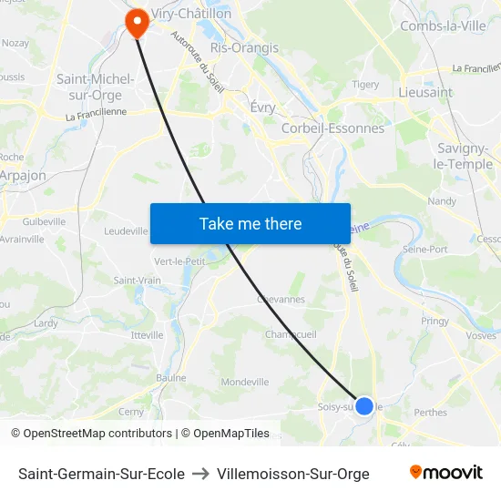 Saint-Germain-Sur-Ecole to Villemoisson-Sur-Orge map