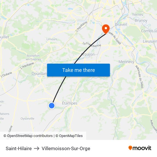 Saint-Hilaire to Villemoisson-Sur-Orge map