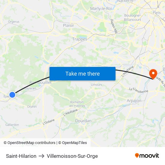 Saint-Hilarion to Villemoisson-Sur-Orge map