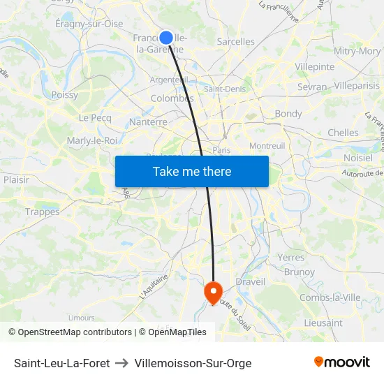 Saint-Leu-La-Foret to Villemoisson-Sur-Orge map