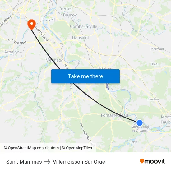 Saint-Mammes to Villemoisson-Sur-Orge map