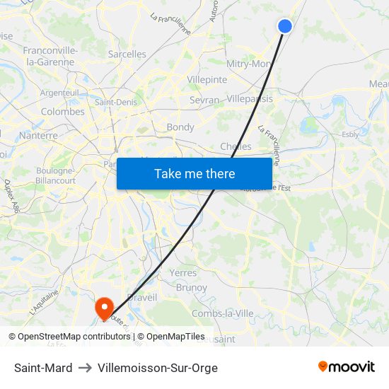 Saint-Mard to Villemoisson-Sur-Orge map