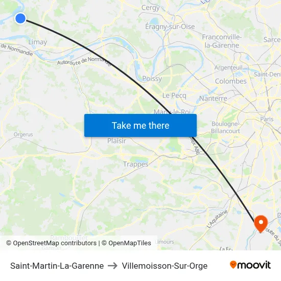 Saint-Martin-La-Garenne to Villemoisson-Sur-Orge map