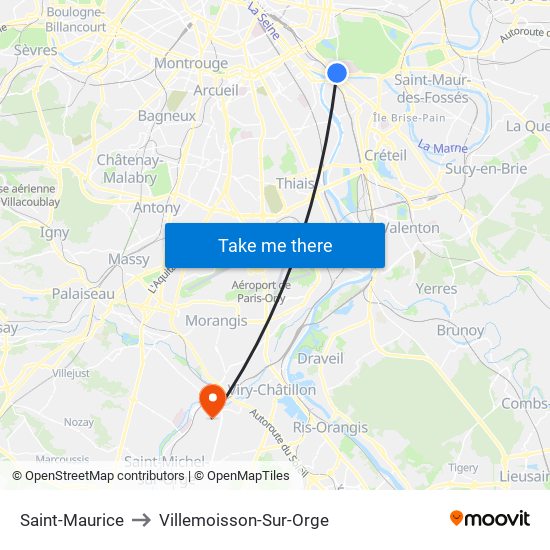 Saint-Maurice to Villemoisson-Sur-Orge map
