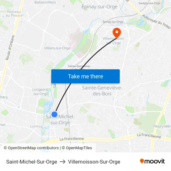 Saint-Michel-Sur-Orge to Villemoisson-Sur-Orge map
