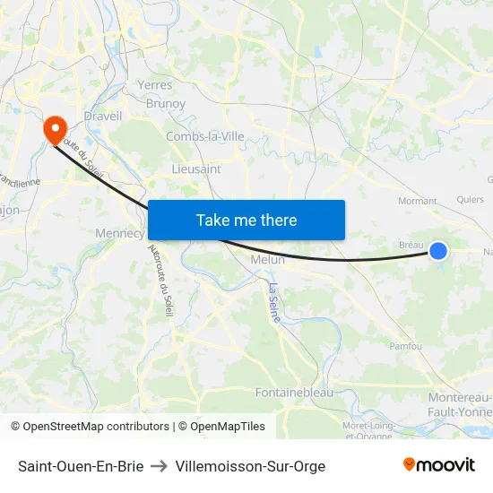 Saint-Ouen-En-Brie to Villemoisson-Sur-Orge map