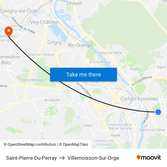 Saint-Pierre-Du-Perray to Villemoisson-Sur-Orge map