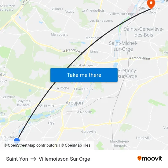 Saint-Yon to Villemoisson-Sur-Orge map