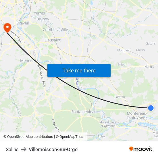 Salins to Villemoisson-Sur-Orge map