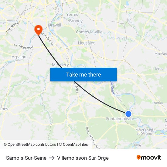 Samois-Sur-Seine to Villemoisson-Sur-Orge map