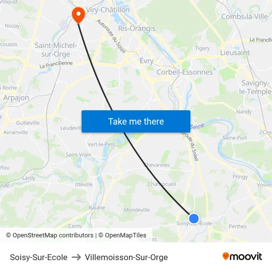 Soisy-Sur-Ecole to Villemoisson-Sur-Orge map