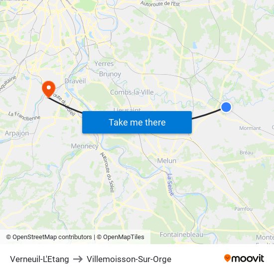 Verneuil-L'Etang to Villemoisson-Sur-Orge map