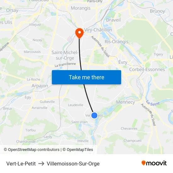Vert-Le-Petit to Villemoisson-Sur-Orge map