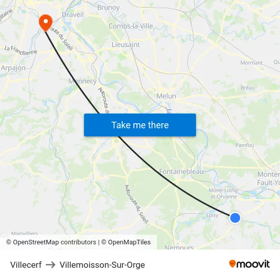 Villecerf to Villemoisson-Sur-Orge map