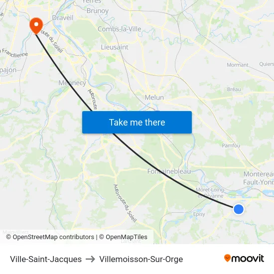 Ville-Saint-Jacques to Villemoisson-Sur-Orge map