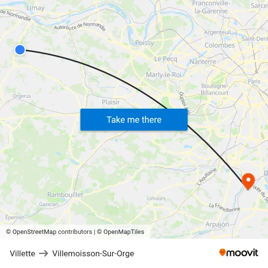 Villette to Villemoisson-Sur-Orge map