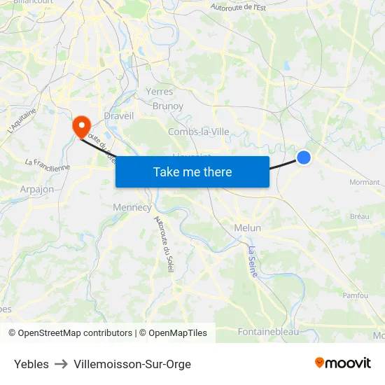 Yebles to Villemoisson-Sur-Orge map