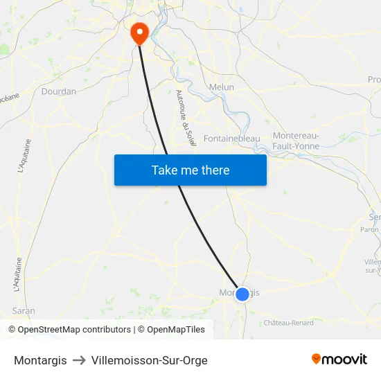 Montargis to Villemoisson-Sur-Orge map