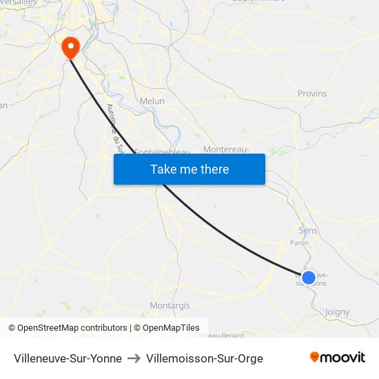 Villeneuve-Sur-Yonne to Villemoisson-Sur-Orge map
