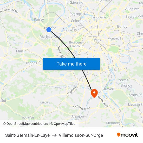 Saint-Germain-En-Laye to Villemoisson-Sur-Orge map