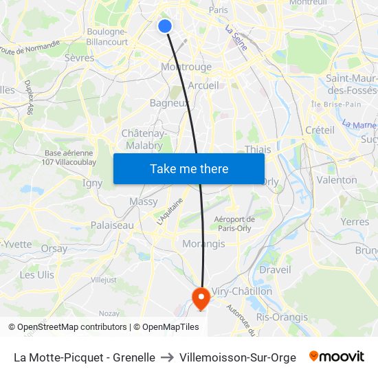 La Motte-Picquet - Grenelle to Villemoisson-Sur-Orge map