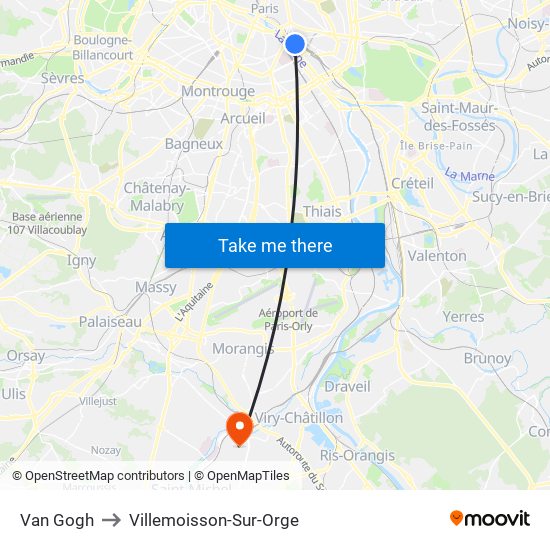 Van Gogh to Villemoisson-Sur-Orge map