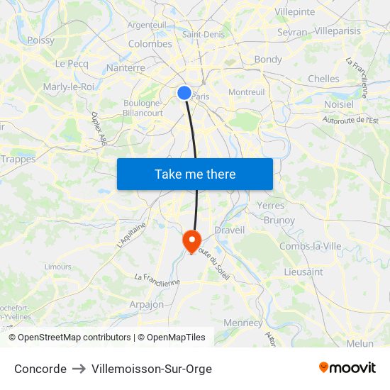 Concorde to Villemoisson-Sur-Orge map